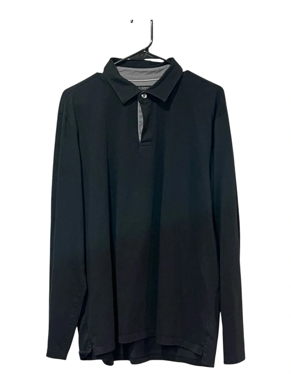 Banana Republic Black Long-Sleeve Polo Pima Cotton